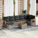 vidaXL Set canapele de grădină cu perne, 8 piese, gri, poliratan 3325994