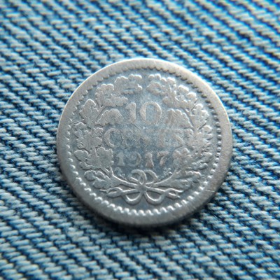 2L - 10 Cents 1917 Olanda - Wilhelmina / argint foto