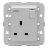 SWITCHED SOCKET-OUTLET - Standard englez - 2P+E 13 A - BACKLIT - TITANIUM - CProiector HORUS