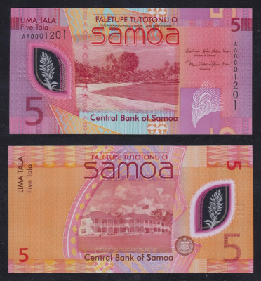 SAMOA █ bancnota █ 5 Tala █ 2023 █ P-47 █ POLYMER █ UNC █ necirculata foto