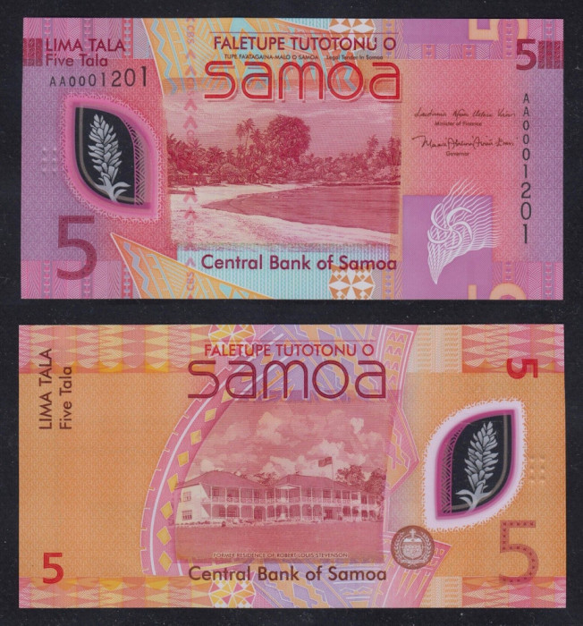 SAMOA █ bancnota █ 5 Tala █ 2023 █ P-47 █ POLYMER █ UNC █ necirculata