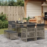 Gossi set mobilier gradina cu perne, 9 piese, gri, poliratan