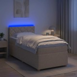 Cumpara ieftin Pat boxspring cu saltea cu benzi LED Crem 80 x 200 cm Tesatura