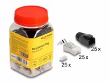 Set 25 buc conector de retea RJ45 SFTP pentru fir solid Cat.6A/Cat.7 + manson negru, Delock 66903