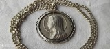 argint MEDALION MARE 1900 FECIOARA MARIA marcaje VECHI manopera EXCEPTIONALA splendid UNIC