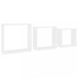 Cumpara ieftin Rafturi cub de perete, 3 buc., alb, MDF