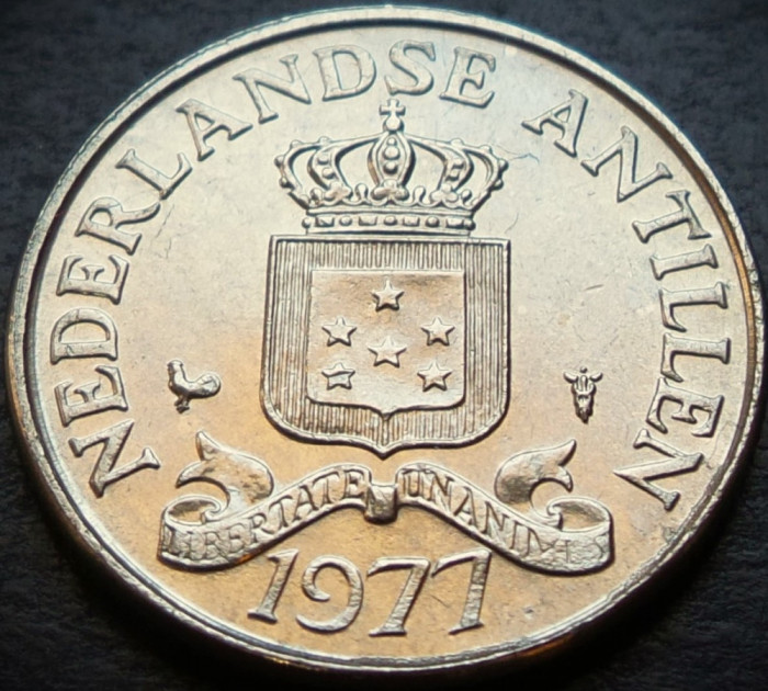 Moneda exotica 25 CENTI - ANTILELE OLANDEZE (Caraibe), anul 1977 * cod 2594