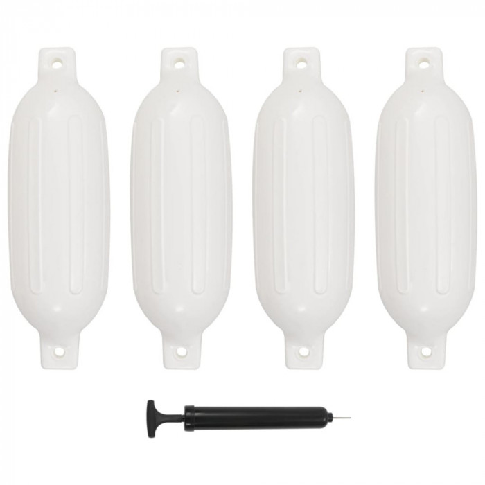 Bară de protecție barcă, 4 buc., alb, 58,5x16,5 cm, PVC