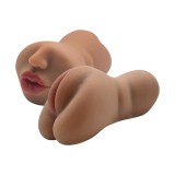 Masturbator realist dublu INTOYOU Sela, interior texturat, simulare orală și vaginală, material moale și flexibil, rezistent la apă, culoarea pielii,