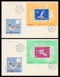 1984 Romania - 2 FDC J.O. de Vara Los Angeles (colite nedantelate), LP 1104 + LP 1105