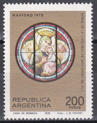 Argentina 1978 - Crăciun - Vitral din Catredala San Isidoro, MNH foto
