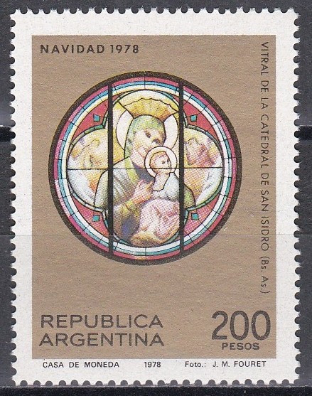 Argentina 1978 - Crăciun - Vitral din Catredala San Isidoro, MNH