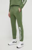 Columbia pantaloni de trening Trek culoarea verde, cu imprimeu 1957944