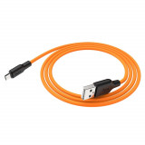 Cablu Date &amp; Incarcare MicroUSB (Negru/Portocaliu) 1 Metru HOCO X21