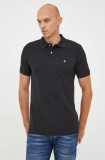 United Colors of Benetton polo de bumbac culoarea negru, neted