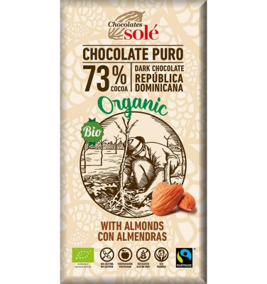 Ciocolata Bio Neagra cu Migdale si 73% Cacao Pronat 150gr foto