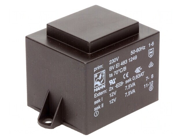 Transformator &icirc;ncapsulat 15VA 230V 12V PCB