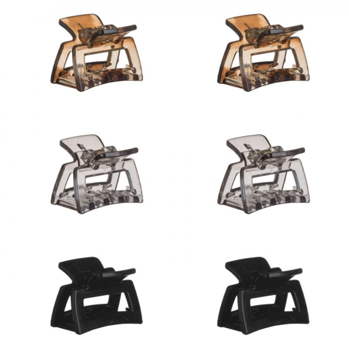 Set Clame Păr, Multicolor, Pătrate, 3.5 x 2.5 cm, 6 Bucăți