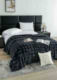Cumpara ieftin Patura cocolino de lux din blana artificala de iepure 200x230cm,gri inchis-F093