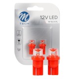 Set 2 becuri auto LED W5W/T10, 12V, lumina rosie