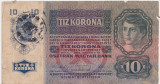 AUSTRIA UNGARIA 10 COROANE KRONEN KORONA 1915 UZATA TIMBRU SPECIAL