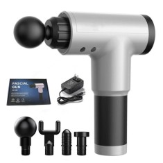 Aparat de masaj FOXMAG24&reg;, Fascial Gun, anticelulitic, 4 capete interschimbabile, 6 trepte de viteza, Acumulator Li-Ion