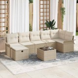 VidaXL Set de canapele pentru grădină cu pernă 8 pcs Bej Rattan poli