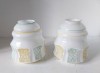 Lot 2 Abajururi Vechi Sticla Opalina - Design Retro Anii '70, Decor Geometric Colorat
