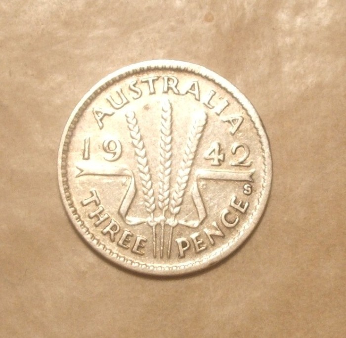 AUSTRALIA 3 PENCE 1942 ARGINT