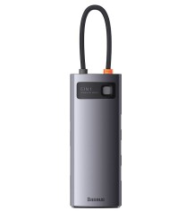 DOCKING Station Baseus Metal Gleam, conectare PC USB Type-C, USB 3.0 x 3, USB Type C x 1 PD 20V/5A, card reader SD/microSD, gri &quot;WKWG030213&quot; (timbru v