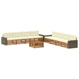 vidaXL Set de canapele de exterior 9 pcs Natural și Crem Poliester 3383188