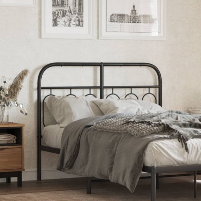 vidaXL Tăblie de pat metalică, negru, 120 cm 377148 foto