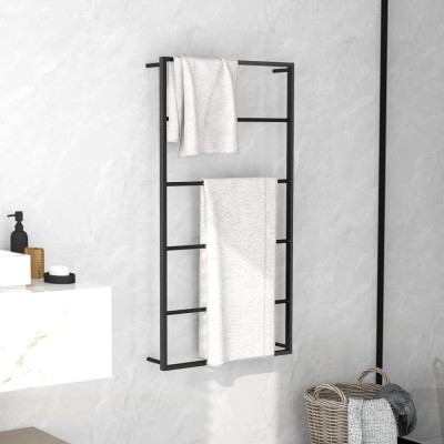 Suport de prosoape, negru, 60x10x116 cm, oțel foto