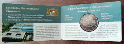 GERMANIA - 2 Euro 2019 D (Munchen) &amp;quot;Bundesrat&amp;quot; - blister Numismata - tiraj 1000 foto