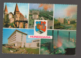 CPIB 20579 CARTE POSTALA - HUNEDOARA, MOZAIC, STEMA, FURNALE, DANTELATA