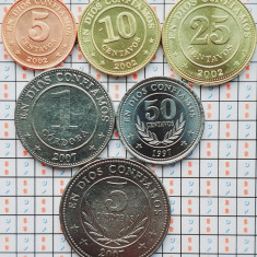 01B31 Nicaragua set 6 monede 5, 10, 25, 50 Centavos, 1, 5 Cordobas 1997-2007 UNC