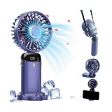 Cumpara ieftin Ventilator Portabil Z9 cu Acumulator, 5 Viteze, Ecran LCD, Suport Telefon, USB, Curea Prindere