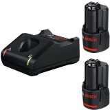 Bosch 1600A019RD - Set 2 acumulatori si incarcator Li-Ion 12 V 3 Ah incarcare rapida
