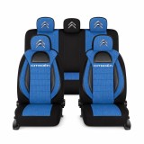 Set Huse Scaune Universale Racing, Albastru cu Negru Personalizate cu Citroen
