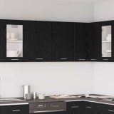 vidaXL Dulap Suspendat Bucatarie Negru 80x31x60 cm Lemn, 2 Usi, Raft, Montaj pe Perete