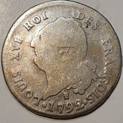 Franța 30 sols 1792 I/ Limoges argint Ludovic XVI foto