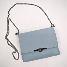 Geanta dama din piele naturala, Mony, Gri, imprimeu pisica de mare