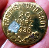 I.370 INSIGNA GERMANIA INTERBELICA FREIHEIT UND BROT 29 M&Auml;RZ 1936