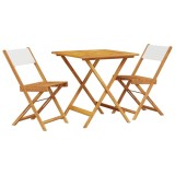 Cumpara ieftin Set mobilier bistro, 3 piese, textil alb crem/lemn masiv