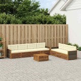 Cumpara ieftin Set de canapele de exterior 8 buc. 7-Locuri Natural si Crem