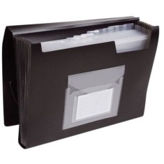 Mapa din Plastic Q-CONNECT cu 12 Compartimente, 330x240x30 mm, Elastic pe Colturi si Index, Culoare Neagra, Mape cu Compartimente, Mape cu Index, Mape foto