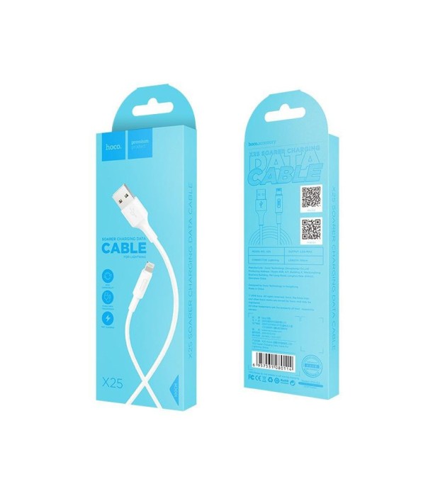 Hoco Soarer X25 Cablu de date USB 2.0 la Lightning pentru Apple iPhone-Lungime 1 Metru-Culoare Alb