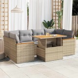 VidaXL Set canapele grădină cu perne 6 piese bej poliratan/lemn acacia 3327454