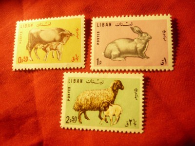 Serie FAUNA Domestica ,1965 LIBAN ,3 valori foto