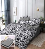 Cumpara ieftin Lenjerie Pat Gri Bumbac cu Elastic 6 Piese 180x200 cm (200x230, 55x75, 70x70). Set Cearceaf Pilota si 4 Fete Perna